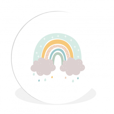 Muurcirkel - regenboog-wolken-regen-kinderen-pastel-thumbnail-1
