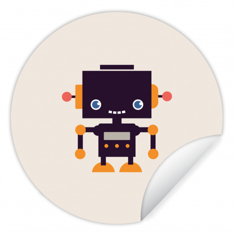 Runde Tapete - Robot - Antenne - Oranje - Beige - Kind - Kids