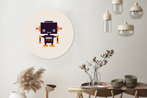 Runde Tapete - Robot - Antenne - Oranje - Beige - Kind - Kids-thumbnail-3
