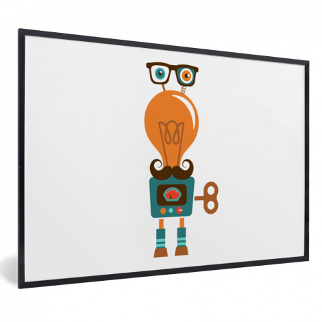 Poster mit Rahmen - Roboter - Brille - Glühbirne - Schnurrbart - Horizontal-thumbnail-1