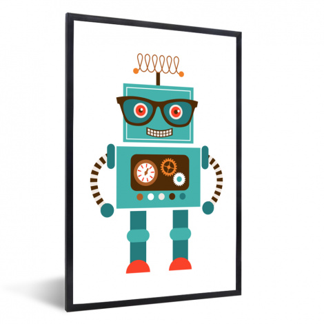 Poster met lijst - Robot - Bril - Tandwielen - Gezicht - Staand-thumbnail-1
