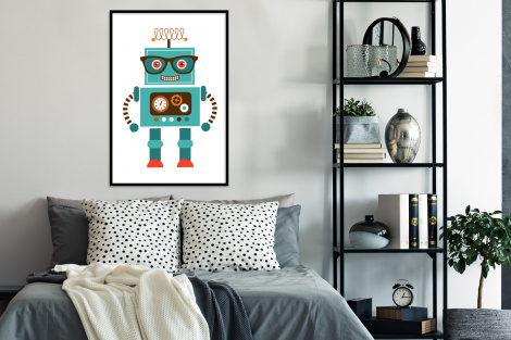 Poster met lijst - Robot - Bril - Tandwielen - Gezicht - Staand-thumbnail-4