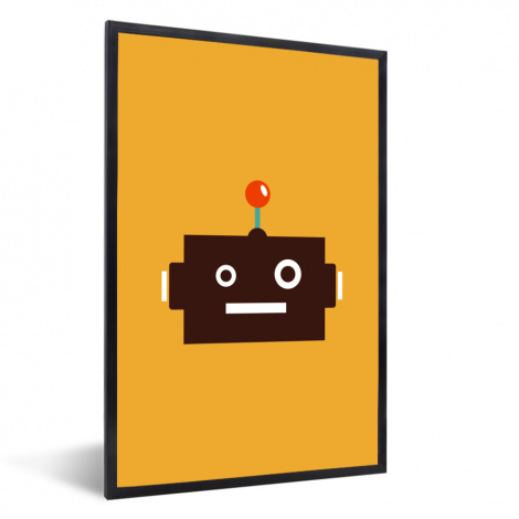 Poster mit Rahmen - Roboter - Gesicht - Antenne - Orange - Vertikal-1