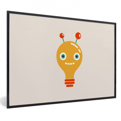 Poster mit Rahmen - Robot - Gloeilamp - Gezicht - Antenne - Kinderen - Horizontal-thumbnail-1