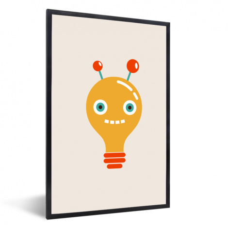 Poster mit Rahmen - Roboter - Glühbirne - Gesicht - Antenne - Vertikal
