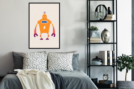 Poster mit Rahmen - Roboter - Antenne - Orange - Blitzschlag - Vertikal-thumbnail-4