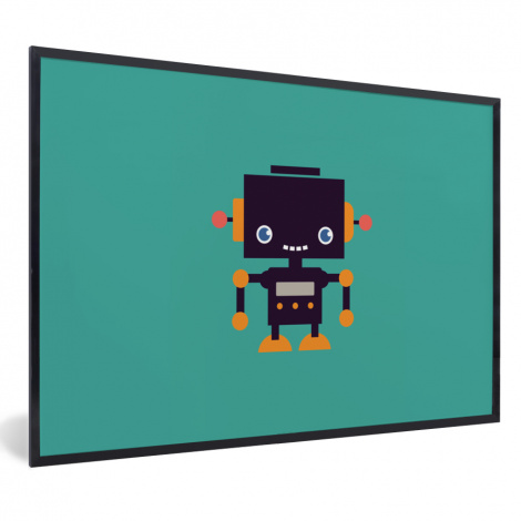 Poster mit Rahmen - Robot - Gezicht - Antenne - Blauw - Jongens - Horizontal