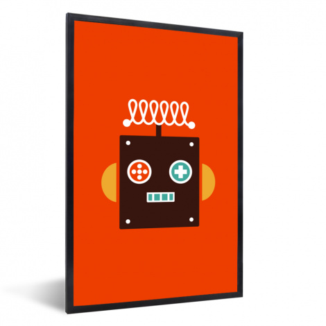 Poster mit Rahmen - Roboter - Formen - Gesicht - Orange - Vertikal-thumbnail-1