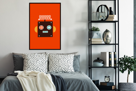 Poster mit Rahmen - Roboter - Formen - Gesicht - Orange - Vertikal-4