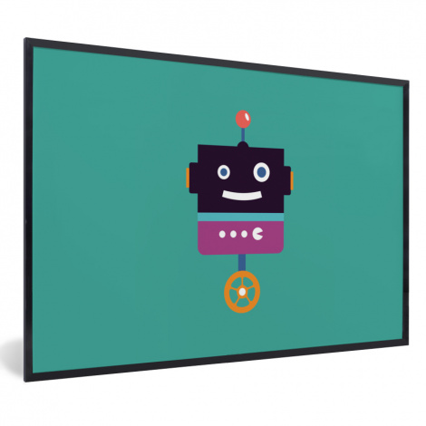 Poster avec cadre - Robot - Wiel - Paars - Groen - Jongens - Kids - Horizontal