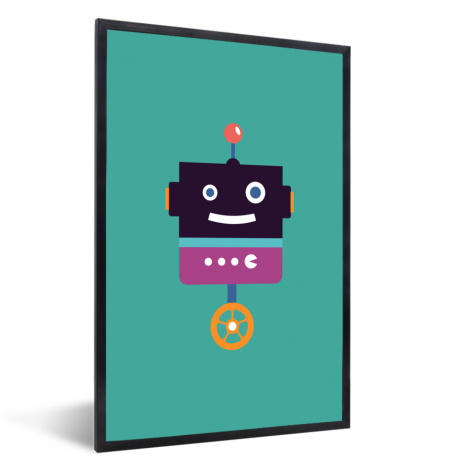Poster met lijst - Robot - Wiel - Paars - Groen - Staand-thumbnail-1