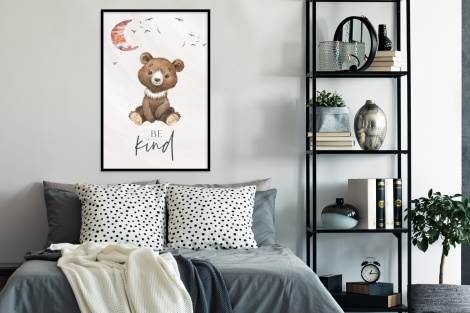 Poster mit Rahmen - Sprichwörter - Kind sein - Kinder - Teddybär - Aquarell - Vertikal-4