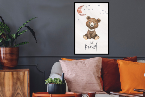 Poster mit Rahmen - Sprichwörter - Kind sein - Kinder - Teddybär - Aquarell - Vertikal-2