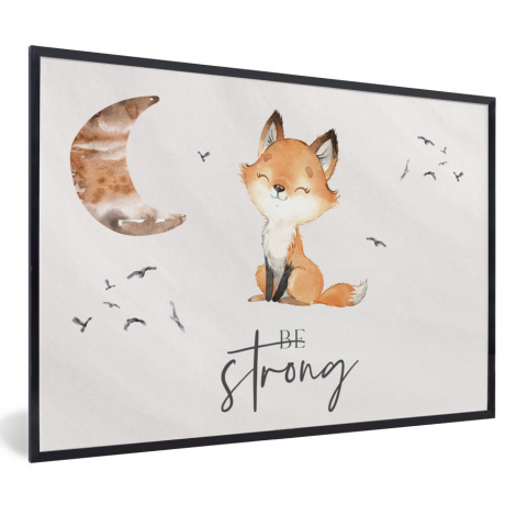 Poster mit Rahmen - Zitate - Aquarell - Stark sein - Kinder - Fuchs - Tiere - Horizontal-thumbnail-1