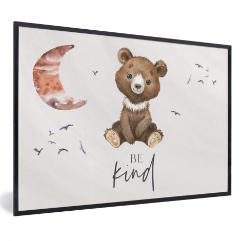 Poster mit Rahmen - Sprichwörter - Kind sein - Kinder - Teddybär - Aquarell - Horizontal-thumbnail-1