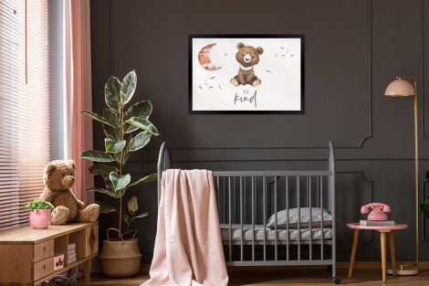 Poster mit Rahmen - Sprichwörter - Kind sein - Kinder - Teddybär - Aquarell - Horizontal-thumbnail-3