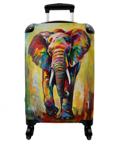 Koffer - Olifant schilderij kleurrijk