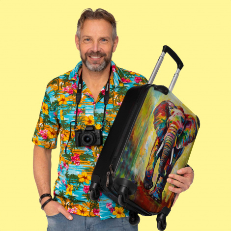 Koffer - Olifant schilderij kleurrijk-3