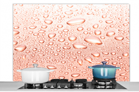 Spritzschutz Küche - Kupferfarbener Hintergrund mit Wassertropfen-1