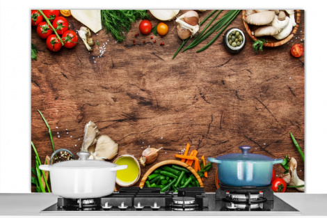 Spritzschutz Küche - Kräuter - Gemüse - Rustikal