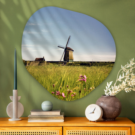 Organisches wandbild - Eine Mühle mit Blumen-thumbnail-3