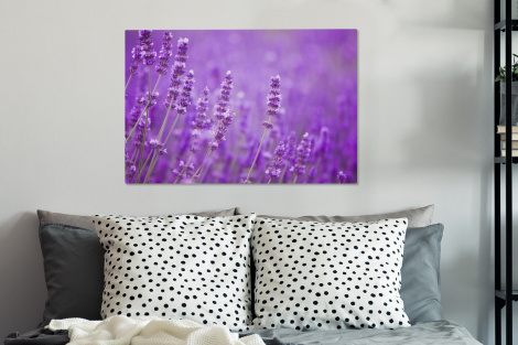 Canvas schilderij - Lavendel - Close-up - Bloemen - Paars-3