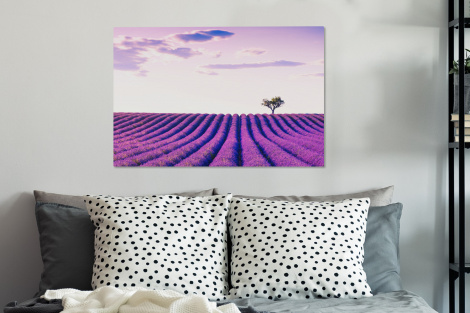 Canvas schilderij - Lavendel - Bomen - Paars - Bloemen-thumbnail-3