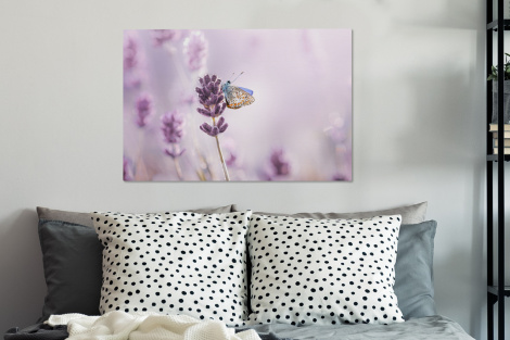 Canvas schilderij - Lavendel - Vlinder - Close-up-3