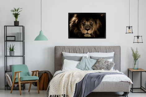 Poster mit Rahmen - Löwe - Tiere - Schwarz - Porträt - Horizontal-4