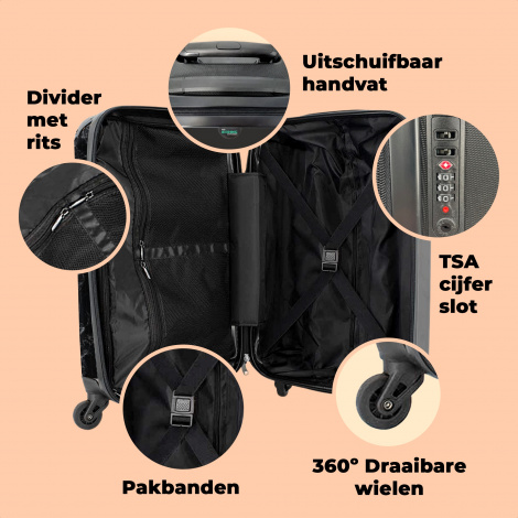Koffer - Marmer - Zwart - Luxe - Wit - Marmerlook-2