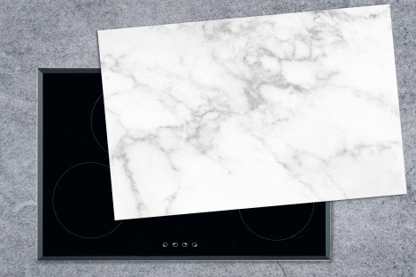 Herdabdeckplatte - Marmor - Weiß - Grau - Luxus - Marmoroptik - Stein