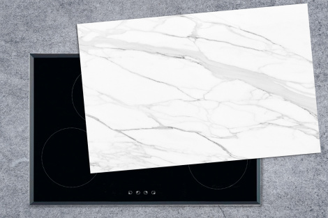 Herdabdeckplatte - Marmor - Weiß - Linie - Muster - Luxus - Marmoroptik-1