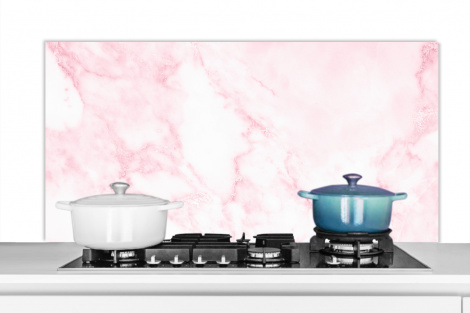 Spritzschutz Küche - Marmor - Weiß - Rosa - Chic - Marmoroptik