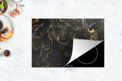 Herdabdeckplatte - Marmor - Textur - Grau - Gold - Marmoroptik - Luxus-4