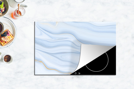 Herdabdeckplatte - Marmor - Welle - Blau - Muster - Marmoroptik - Pastell-4