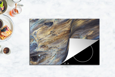 Herdabdeckplatte - Marmor - Gold - Aquarell - Textur - Marmoroptik-4