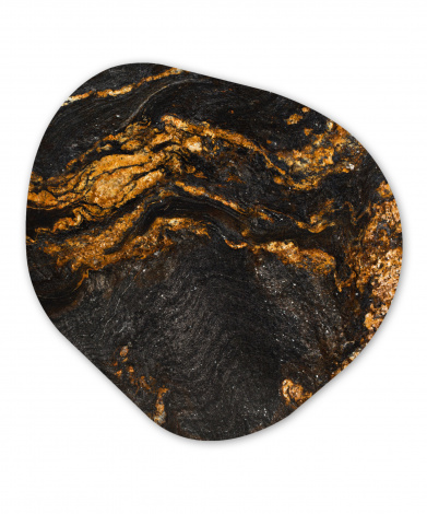 Organisches wandbild - Marmor - Limette - Schwarz - Gold