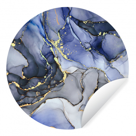 Behangcirkel - Marmer - Goud - Abstract - Blauw-thumbnail-1