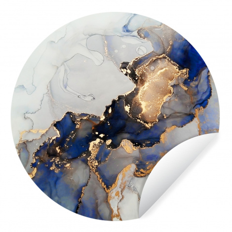 Runde Tapete - Marmor - Blau - Gold-1