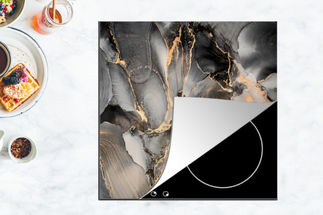 Inductiebeschermer - Grijs - Luxe - Goud - Marmer-4