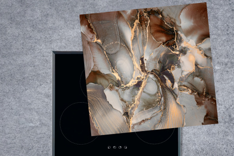 Herdabdeckplatte - Grau - Gold - Marmor
