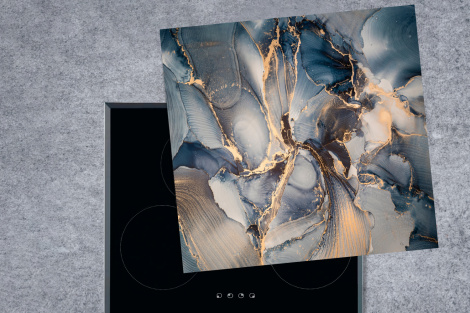 Herdabdeckplatte - Marmor - Grau - Blau - Luxus - Gold-1
