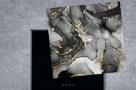 Herdabdeckplatte - Marmor - Schwarz - Gold - Grau-1