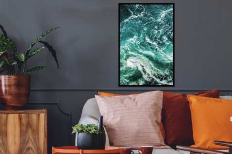 Poster met lijst - Oceaan - Water - Zee - Luxe - Groen - Turquoise - Staand-2