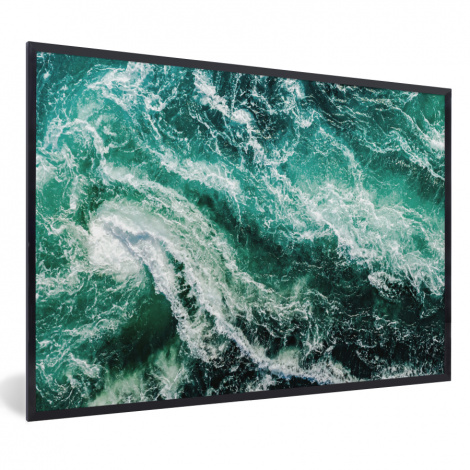 Poster met lijst - Oceaan - Water - Zee - Luxe - Groen - Turquoise - Liggend