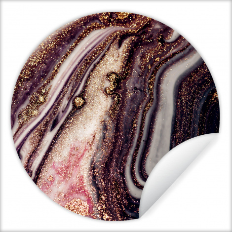 Runde Tapete - Marmor - Rosa - Gold - Glitzer - Marmoroptik