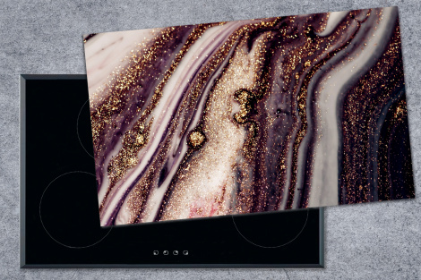 Herdabdeckplatte - Marmor - Rosa - Gold - Glitzer - Marmoroptik-thumbnail-1