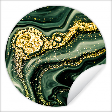 Runde Tapete - Marmor - Gold - Glitter - Grün - Marmoroptik - Luxus-thumbnail-1