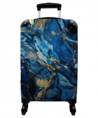 Koffer - Marmer - Blauw - Goud - Luxe - Marmerlook