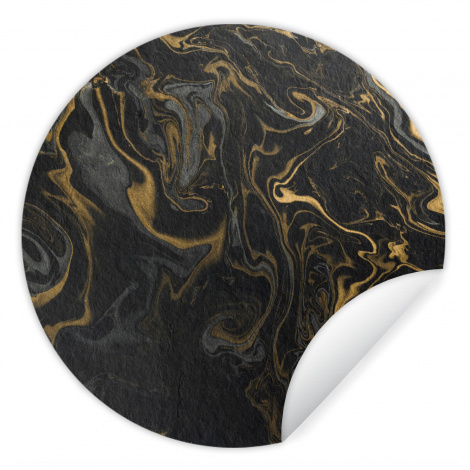 Runde Tapete - Marmor - Textur - Grau - Gold - Marmoroptik - Luxus